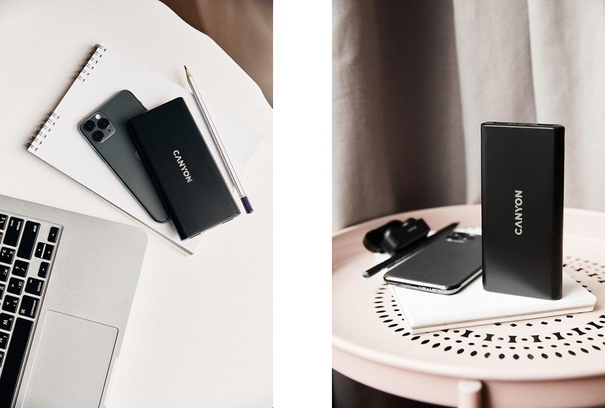 Powerbanka Canyon PB-10006B, 10000 mAh, Micro USB/USB-C černá Powerbank Canyon 10000 mAh, Micro USBUSB-C bílá (CNE-CPB1006B)