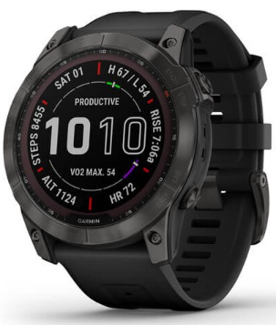 Chytré hodinky Garmin fenix 7X Sapphire Solar - Titan Carbon Gray/Black Silicone Band
