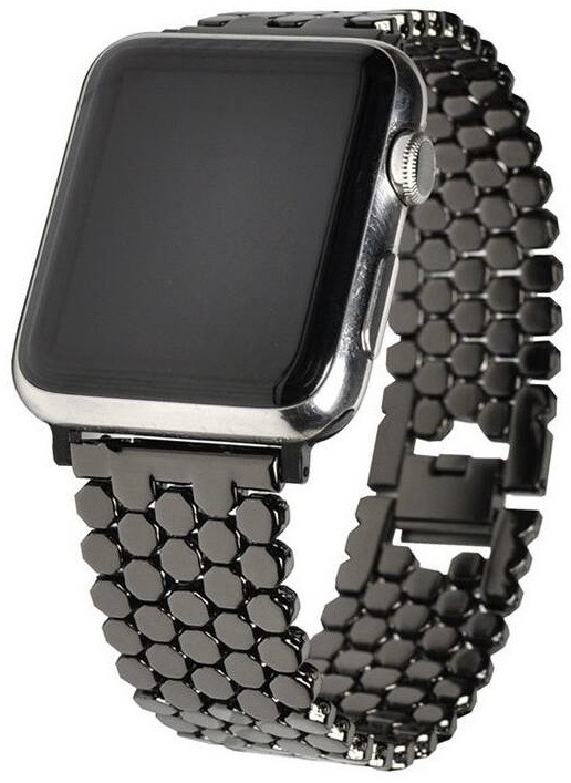 Řemínek WG dots, kovový, na Apple Watch 42/44/45/49 mm + adapter černý