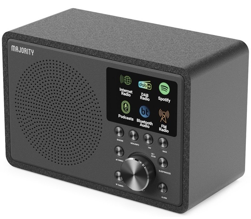 Internetový radiopřijímač Majority s LCD displejem, černá barva