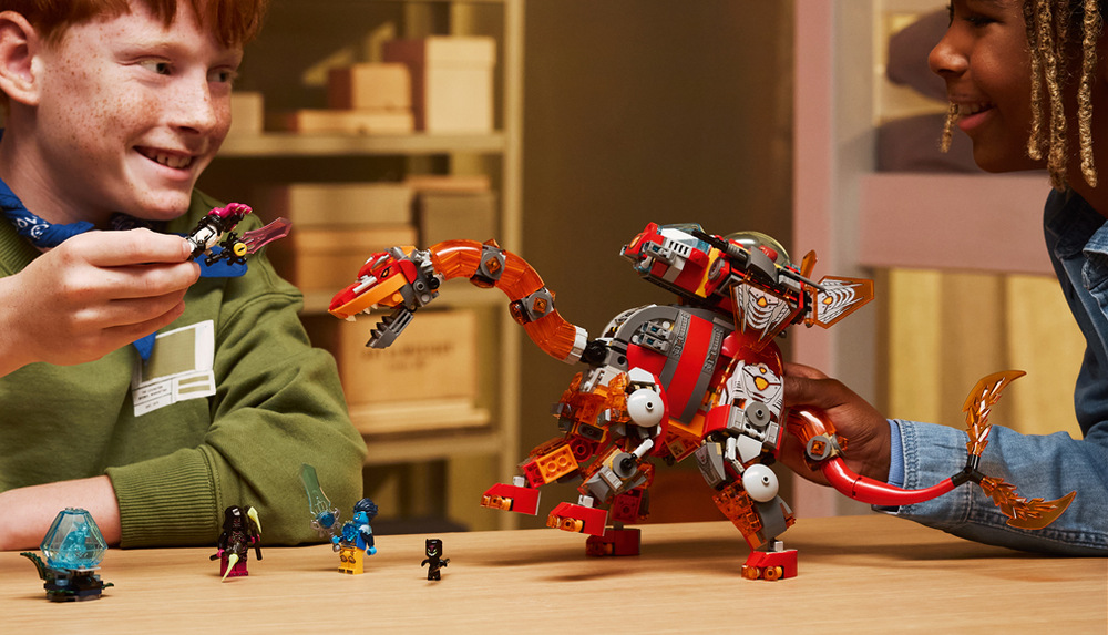 Stavebnice LEGO® DREAMZzz™ 71514 Dinosauří stíhačka Brontosaurus měří 44 cm na délku a propojuje dinosauří vzhled s futuristickými prvky pro hraní i vystavení.