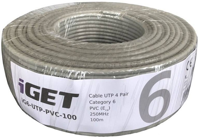 Kabel iGET Cat.6 UTP PVC Eca 100m/role