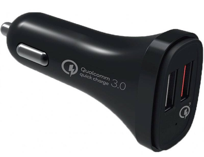 Adaptér do auta WG 2xUSB, QC 3.0, 5,4A, 18W + Lightning kabel černý