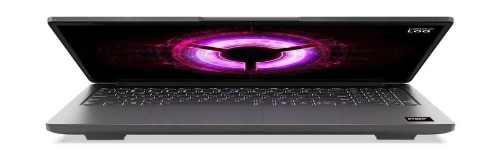 Notebook Lenovo LOQ 15ARP10E + Game Pass předplatné na 3 měsíce šedý Pootevřený a zapnutý notebook Lenovo LOQ 15ARP10E