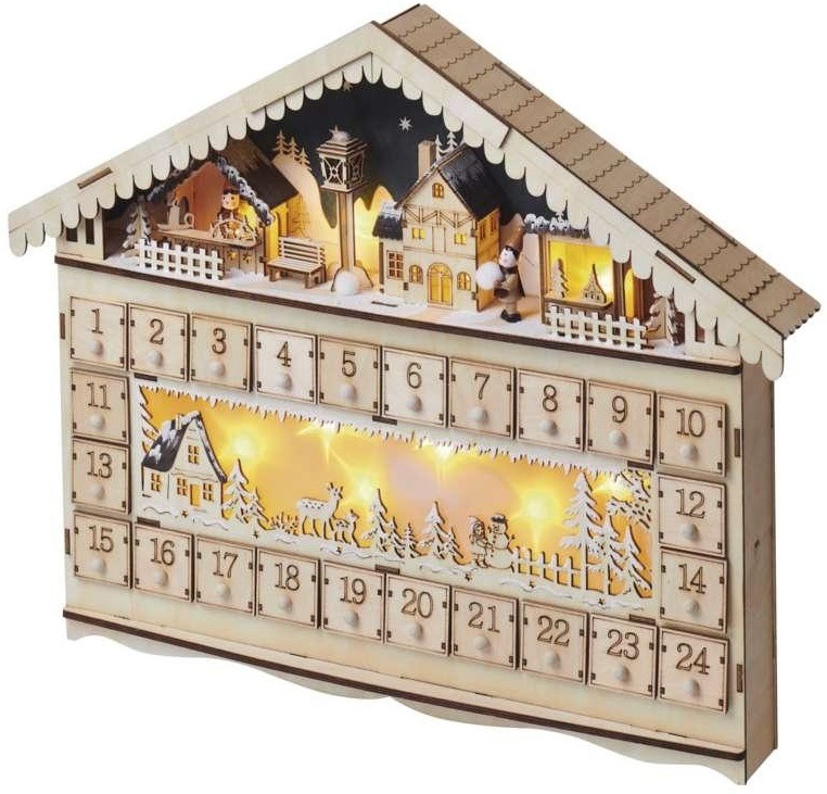 LED dekorace EMOS adventní kalendář, 19x40cm, 2x AA, vnitřní, teplá bílá