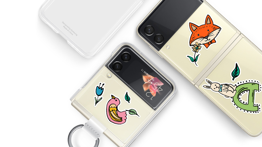 Kryt na mobil Samsung Clear Cover s držákem Galaxy Z Flip3 průhledný