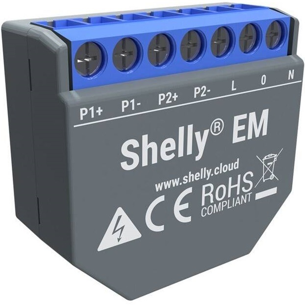 Modul Shelly EM, měření spotřeby až 2x 120 A, 1 výstup