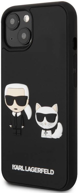 Kryt na mobil Karl Lagerfeld and Choupette 3D na Apple iPhone 13 černý Kryt na mobil Karl Lagerfeld and Choupette 3D na Apple iPhone 13 černý