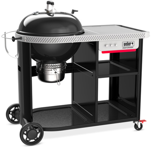 Zahradní gril na dřevěné uhlí Weber Performer Premium 57 cm, černé provedení s vozíkem