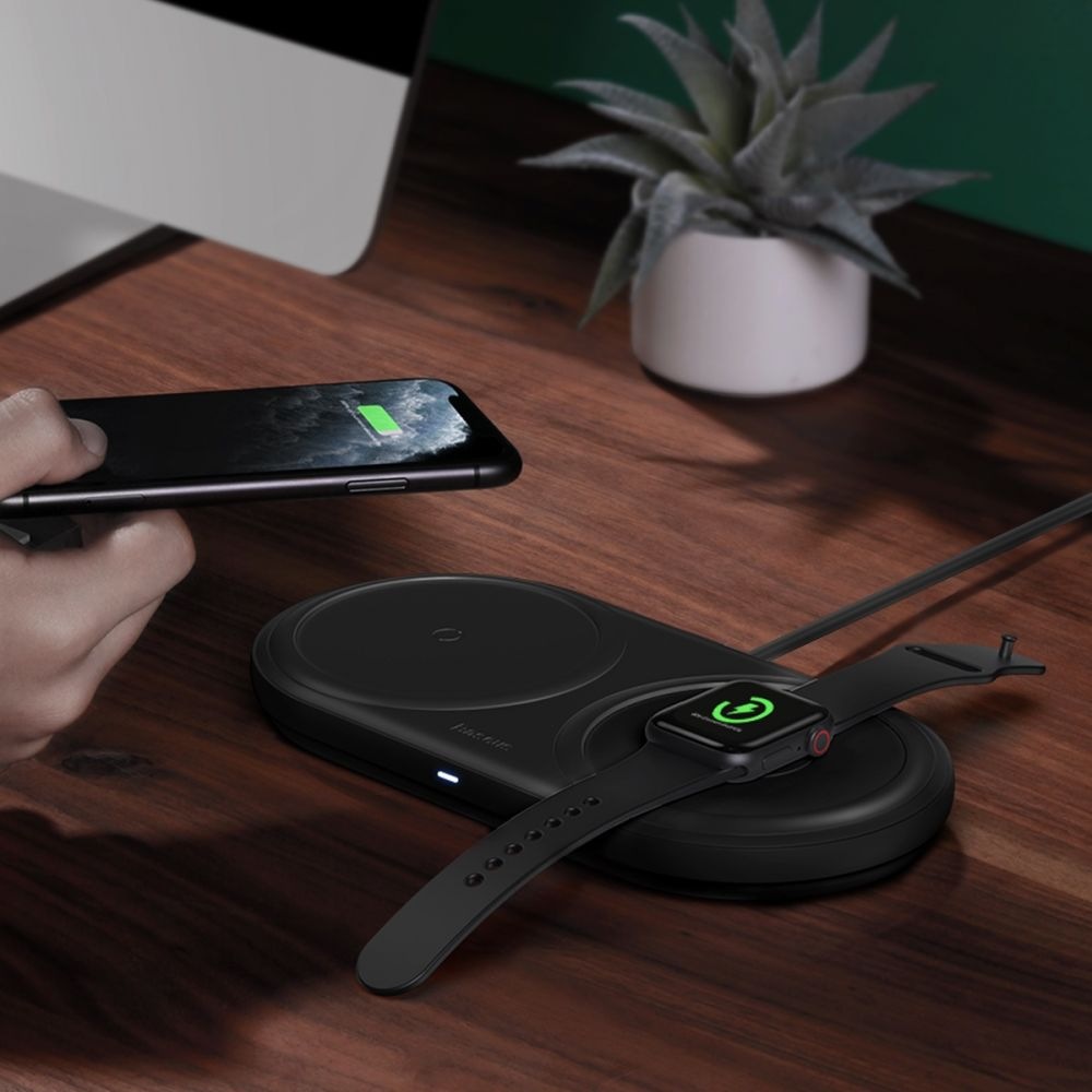 Bezdrátová nabíječka Baseus Planet 2v1 + USB adaptér a USB-C kabel 1m černá Baseus Planet 2v1