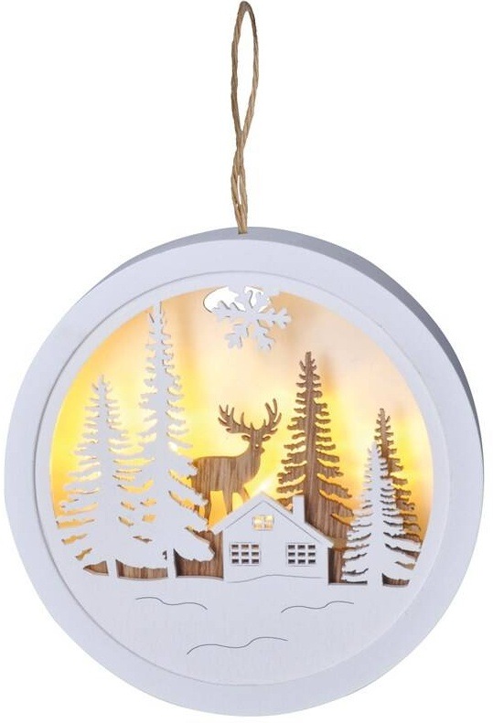 LED dekorace Solight závěsná, les a jelen, 2x AAA