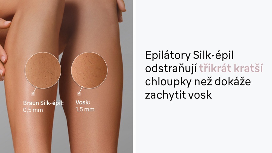 Epilátor Braun Silk-épil 5 SE5-030 zachytí chloupky o délce 0,5 cm.