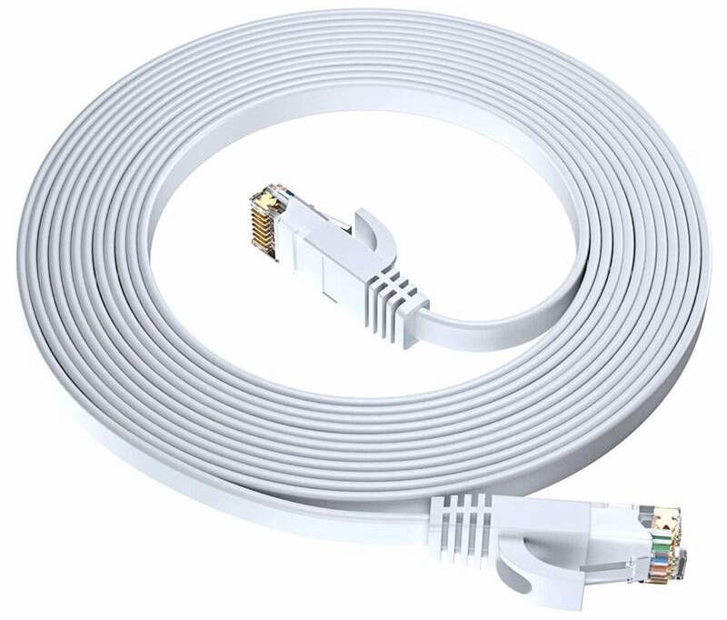 Kabel GoGEN síťový (RJ45), plochý, CAT6, 2m bílý