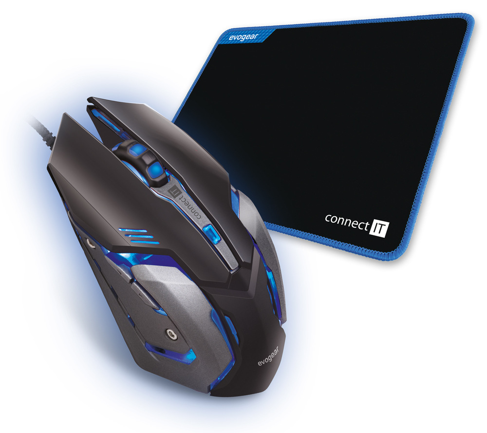 Myš Connect IT Evogear Plus s podložkou černá