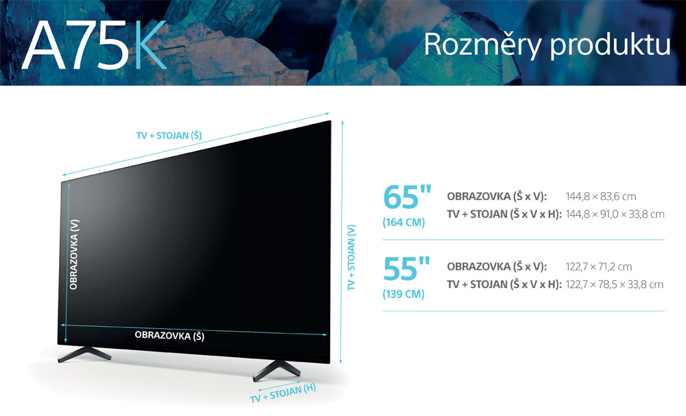 Televize Sony XR-55A75K OLED Televize Sony XR-55A75K rozměry