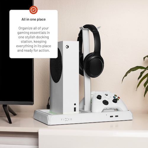 Dokovací stanice FIXED pro Xbox Series X a S s odvětráváním a nabíjením pro dva ovladače Xbox bílá Dokovací stanice FIXED pro Xbox Series X a S s odvětráváním a nabíjením pro dva ovladače Xbox bílá