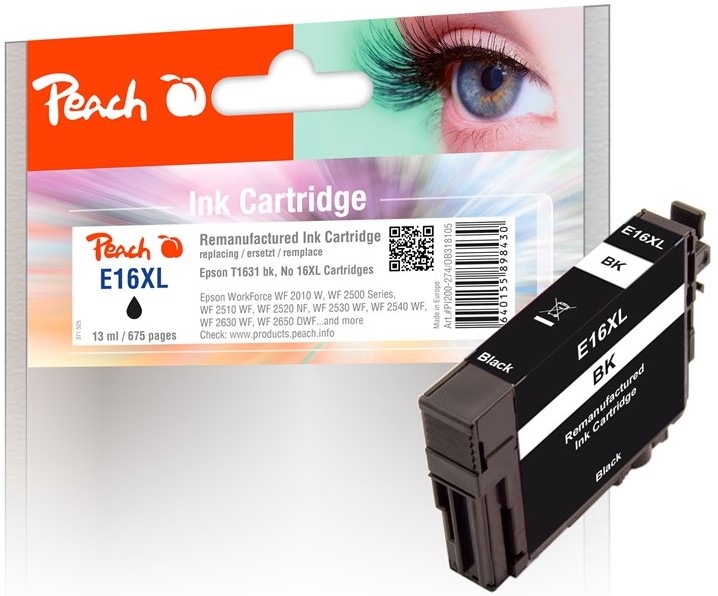 Inkoustová náplň Peach Epson 16XL, 675 stran - černá