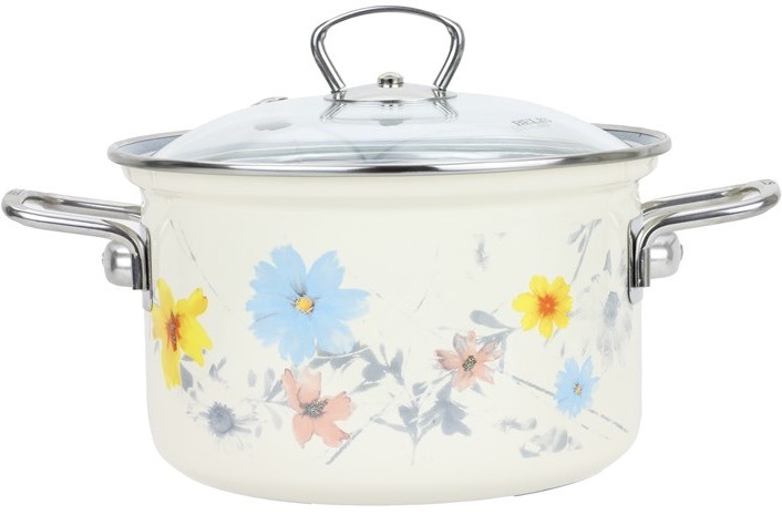 Hrnec s poklicí Belis MEADOW 24 cm, 6,1 l, smalt krémový