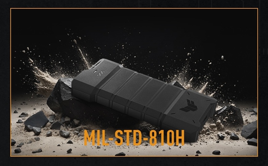 SSD externí Asus TUF Gaming AS1000 PLUS 1TB černý Odolný externí disk s certifikací MIL-STD-810H