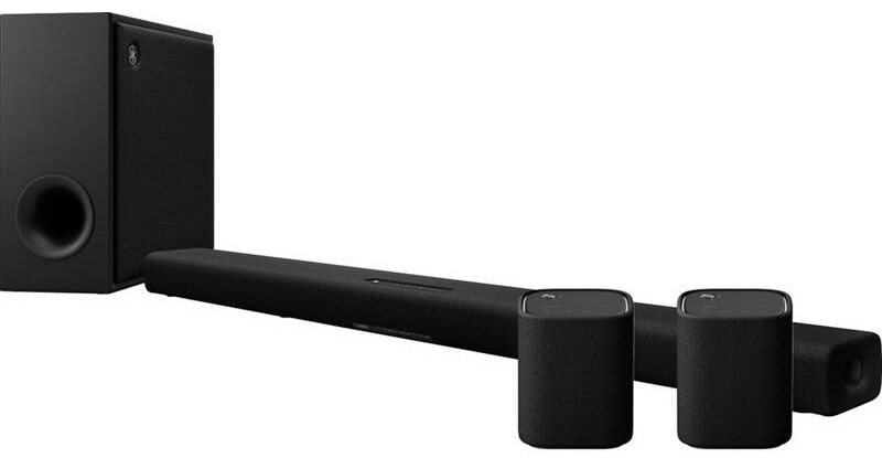 soundbar yamaha true x surround 50a s bezdrátovým subwooferem a dvěma zadními reproduktory v černém provedení
