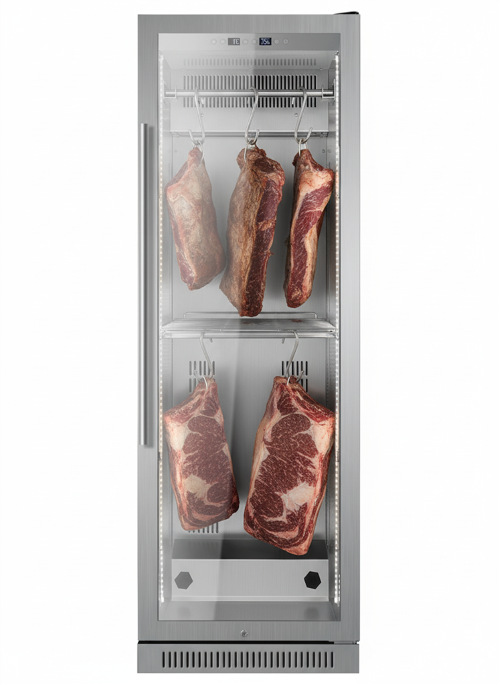 Chladicí vitrína Guzzanti GZ 415DA ke zrání masa pro přípravu špičkových steaků suchou metodou Dry Age