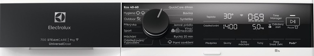 Pračka Electrolux UniversalDose SteamCare® 700 EW7F4494CQ bílá Electrolux EW7F4494CQ ovládací panel
