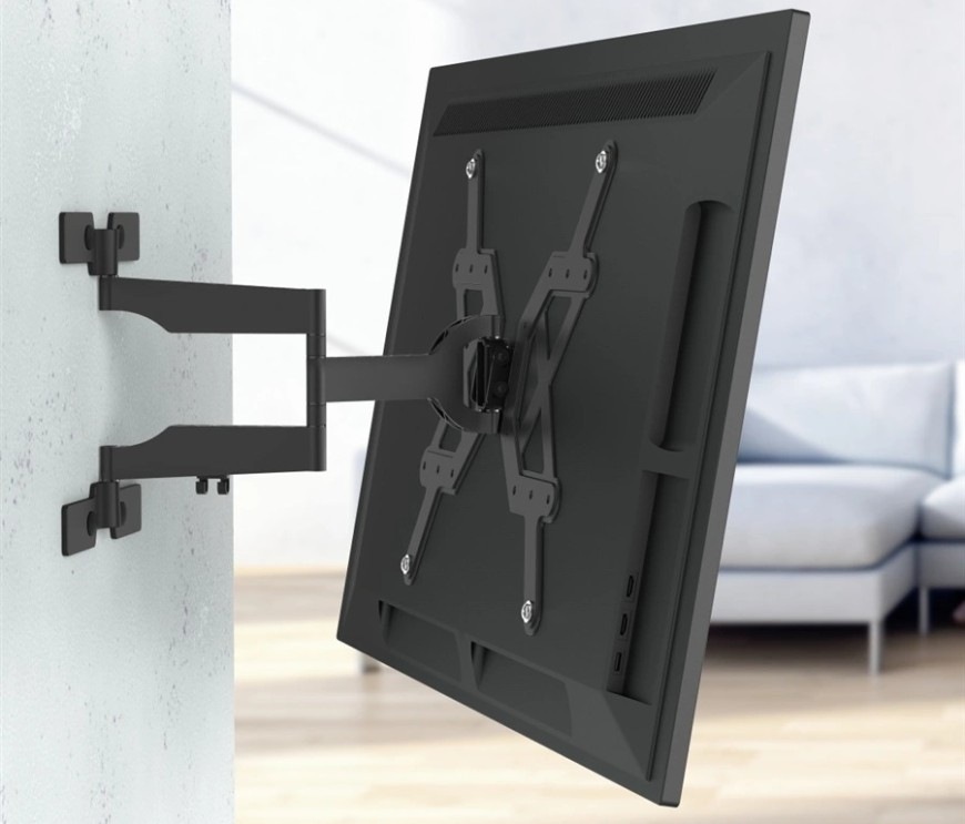 Nástěnný polohovatelný držák TV Hama 220849 pro úhlopříčky 32" až 65" instalovaný na stěně