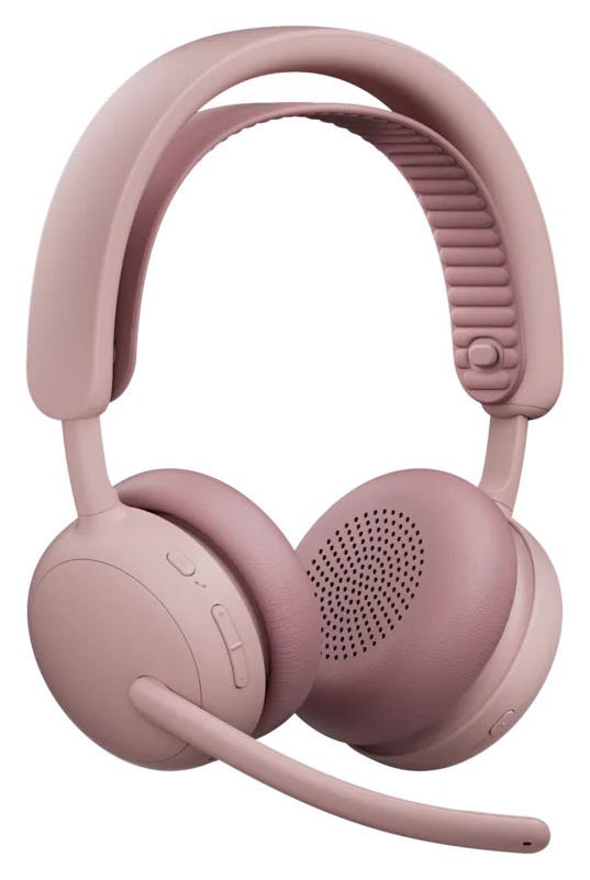 Headset Logitech Zone Wireless 2 ES růžový Čelní pohled na bezdrátový headset Logitech Zone Wireless 2 ES s mikrofonem, růžová barva