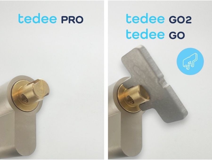 Cylindrická vložka Tedee GERDA EXXO SMART 31-62 mm/31-62 mm černá Detail vnitřní osy cylindrické vložky EXXO SMART pro montáž chytrého zámku tedee PRO