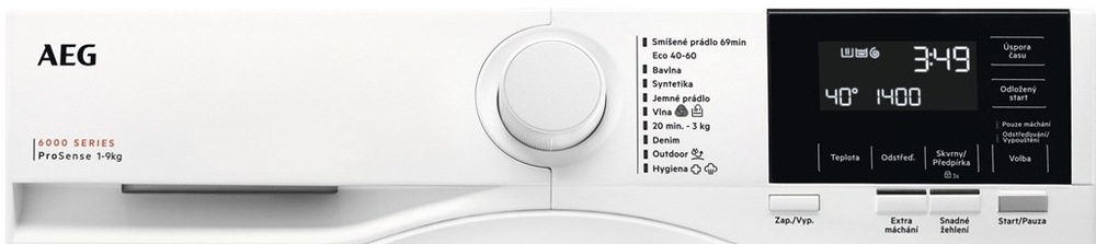 Pračka AEG ProSense™ 6000 LFR61942BC bílá Ovládací panel pračky AEG LFR61942BC 6000 ProSense