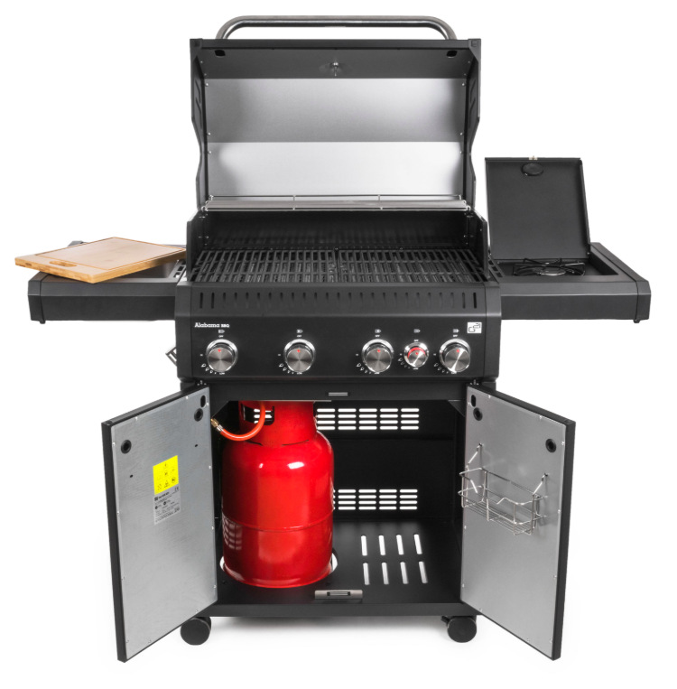 Otevřený gril G21 Alabama Black BBQ Premium Line s úložným prostorem pro plynovou láhev