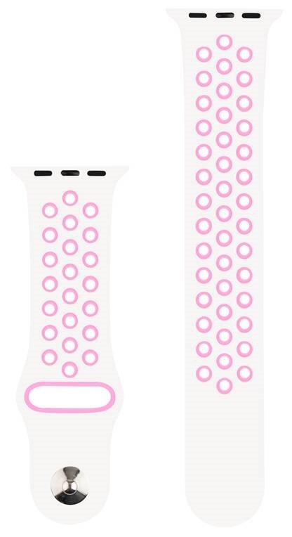 Řemínek RhinoTech na Apple Watch 42/44/45/49 mm bílý/růžový