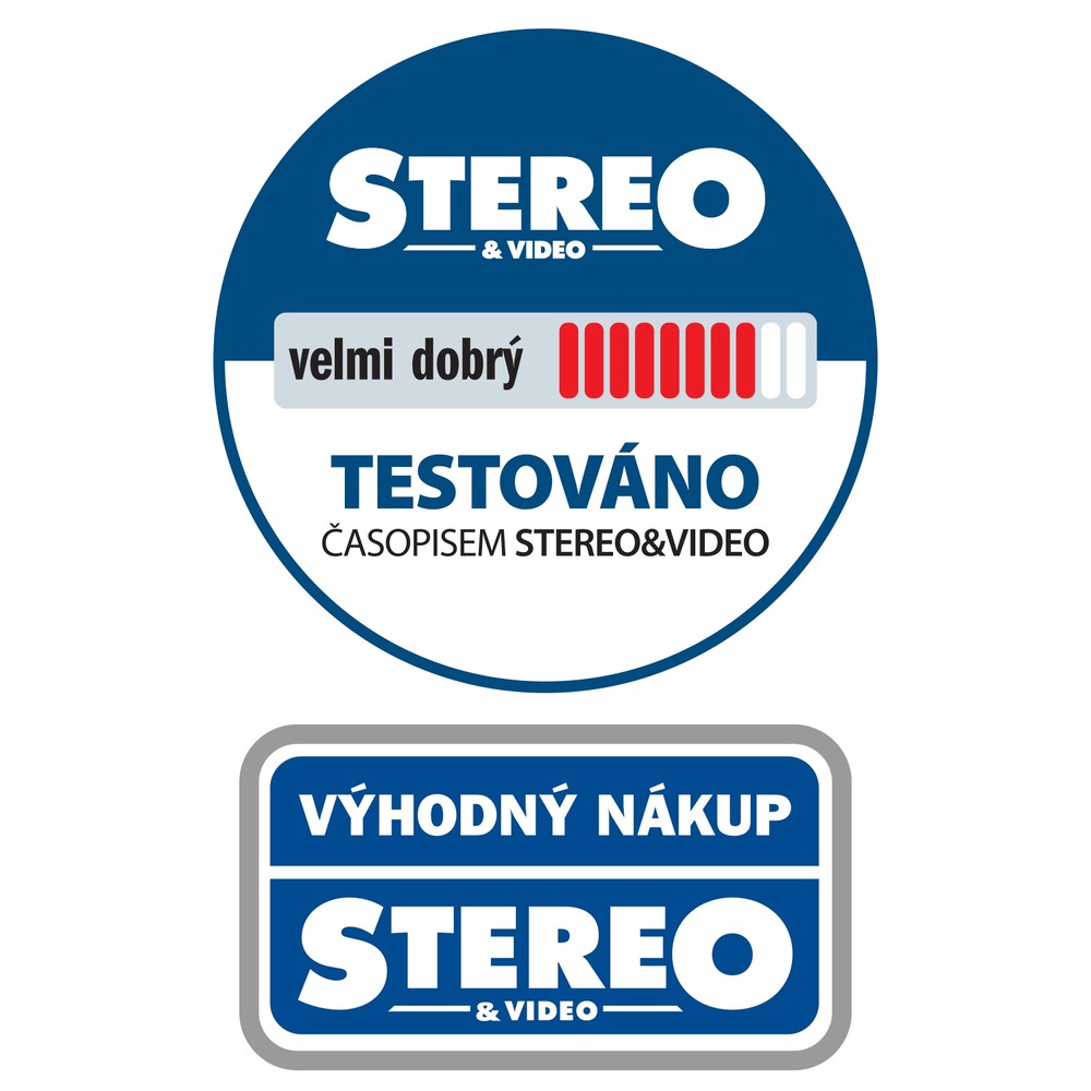 Kulaté logo Testováno časopisu StereoVideo a udělenou známkou Velmi dobrý spolu se značkou Výhodný nákup televize JVC LT-55VDQ9435