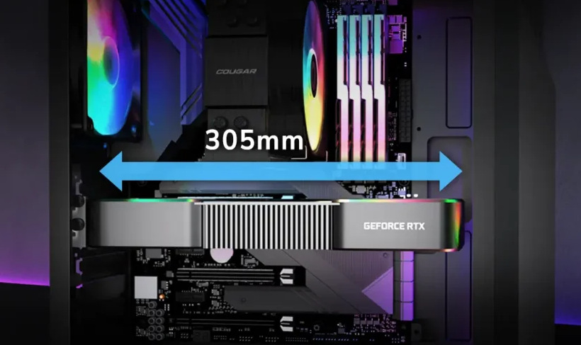 Cougar MX110 RGB pojme grafické karty o délce až 305 mm
