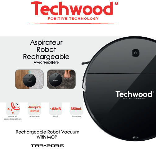 Robotický vysavač Techwood TAR2036 černý