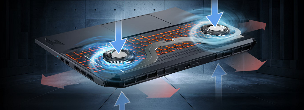 Notebook Acer Nitro V 16 (ANV16-72-72GC) černý Duální chlazení notebooku Acer Nitro V 16 (ANV16-72-72GC)
