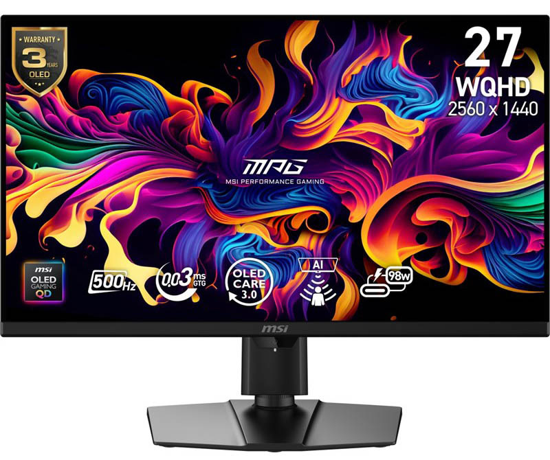 Herní monitor MSI MSI MPG 271QR QD-OLED v černé barvě.