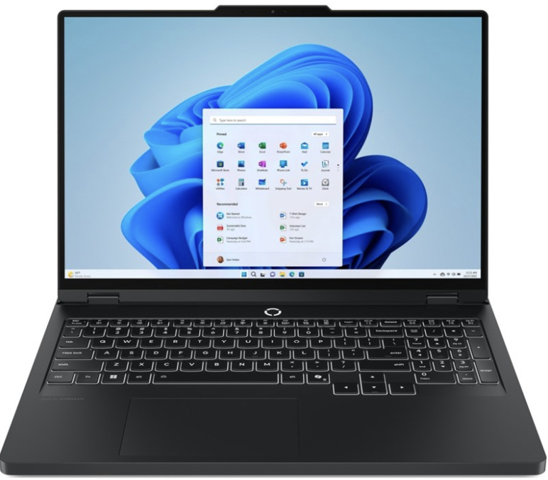 Černý herní notebook Lenovo Legion Pro 5 16IAX10H s 16" OLED displejem a Windows 11 Home