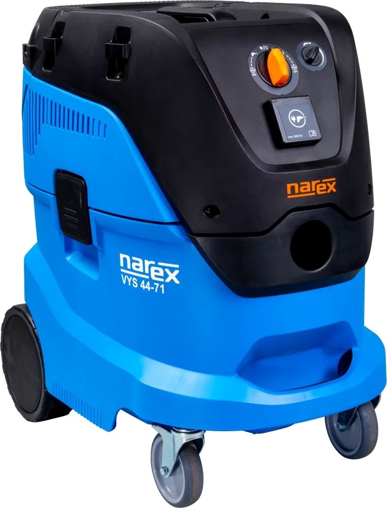 Průmyslový vysavač Narex VYS 44-71 L 65406762 Detailní záběr na průmyslový vysavač Narex VYS 44-71 L v modré barvě