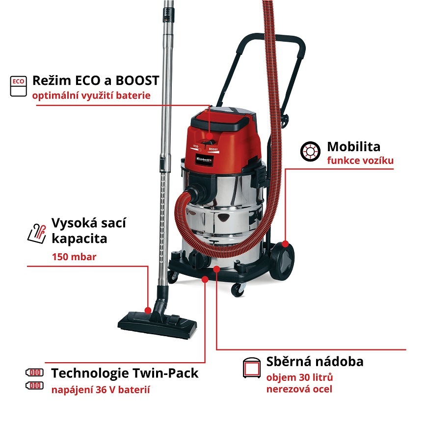 Víceúčelový vysavač Einhell TE-VC 36/30 Li S (bez baterie) 2347140 Víceúčelový vysavač Einhell TE-VC 36/30 Li S (bez baterie) 2347140