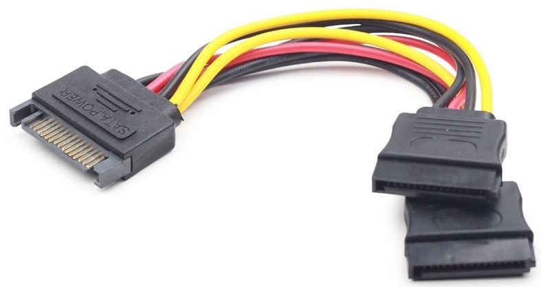Kabel Gembird SATA napájecí na 2x SATA, rozdvojka, 15cm