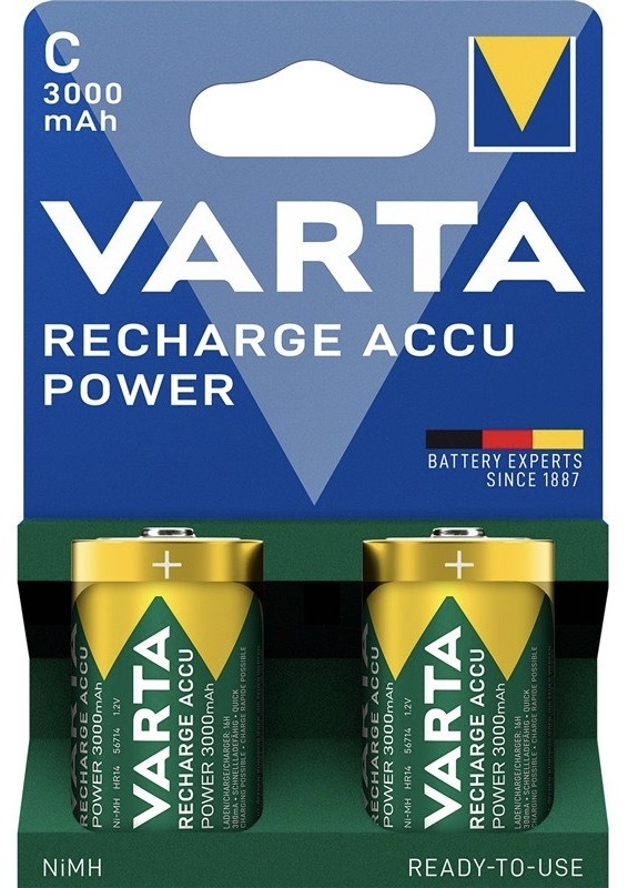 Baterie nabíjecí Varta Recharge Accu Power 2 C (HR14), 3 000 mAh (2 ks)