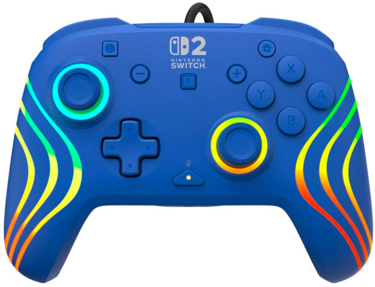 Gamepad Turtle Beach Afterglow Wave v modré barvě s aktivním RGB podsvícením