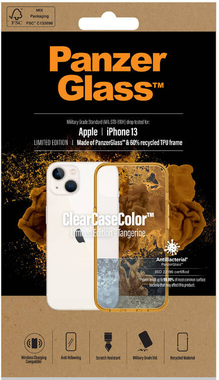 Kryt na mobil PanzerGlass ClearCaseColor na Apple iPhone 13 oranžový/průhledný