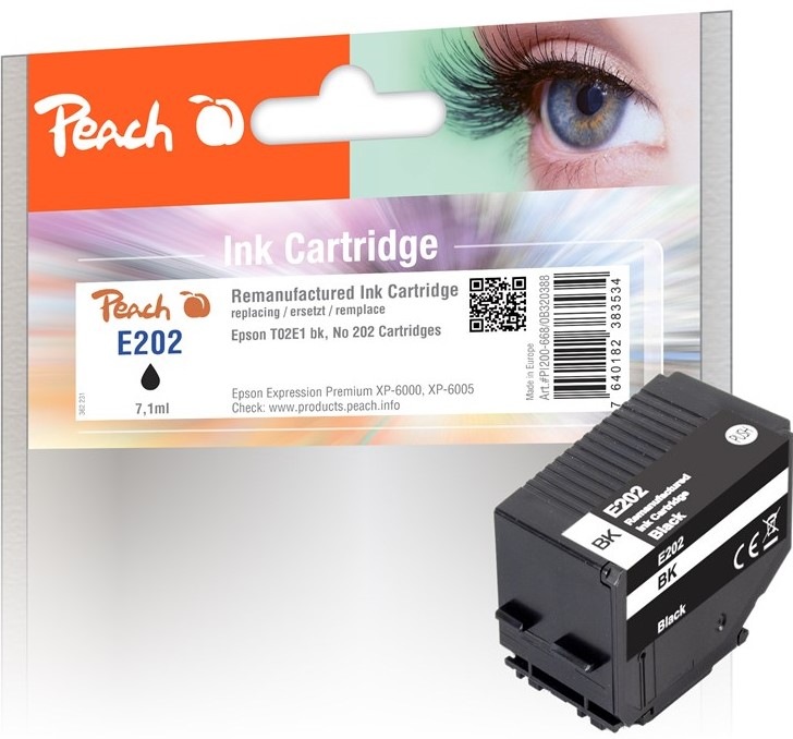Inkoustová náplň Peach Epson 202. T02E1, 8000 stran - černá
