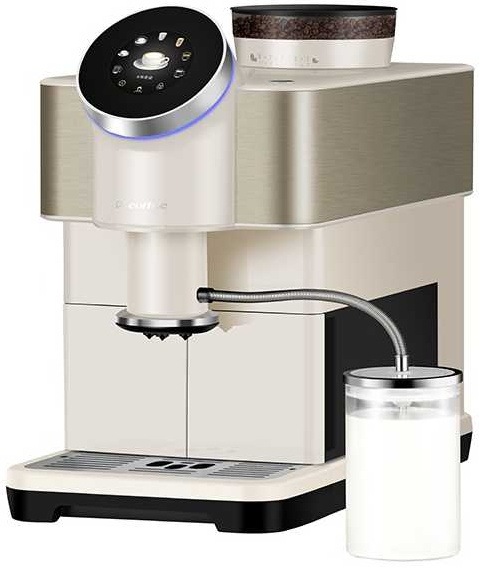 Automatický kávovar Dr. Coffee H2 a zásobník na mléko.