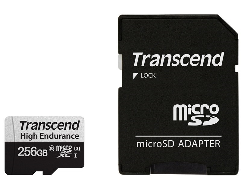 Paměťová karta Transcend MicroSDXC High Endurance 256GB UHS-I U1 (95R/45W) + adaptér
