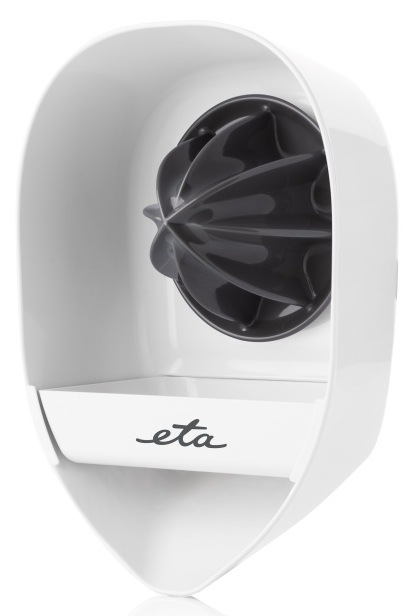 Příslušenství k robotům ETA Gratus Evo Max II: Bílý lis na citrusy s tmavým trnem a logem ETA; ideální pro čerstvé šťávy z pomerančů, citronů a grepů