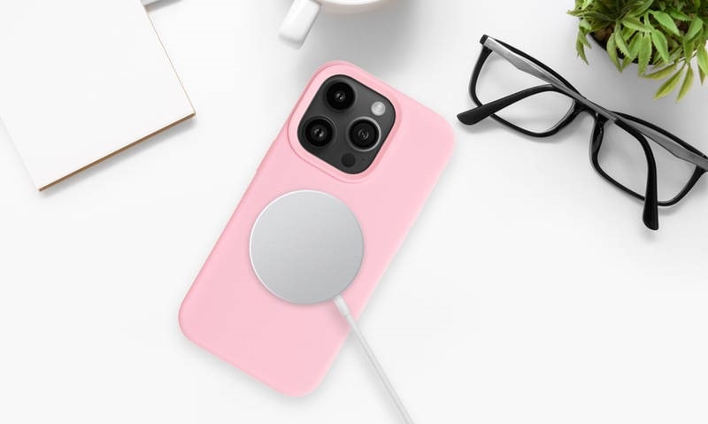Kryt na mobil FIXED MagFlow s podporou MagSafe na Apple iPhone 14 růžový