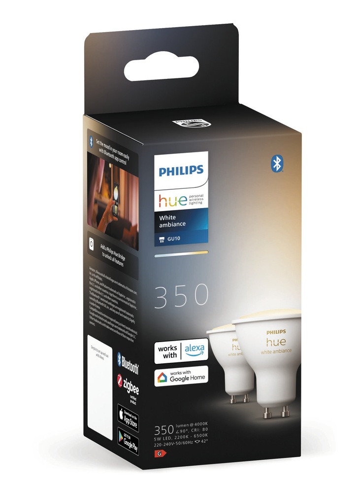 Chytrá žárovka Philips Hue Bluetooth 5W, GU10, White Ambiance (2ks)